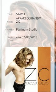 Zic in radio da Venerdi 7 Settembre con il nuovo singolo "Stavo apparecchiando"