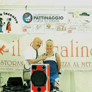 Pier Luigi Stentella con la campionessa mondiale Francesca Lollobrigida per i Campionati Nazionali di Pattinaggio 