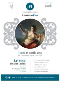 LE VOCI DI SANTA CECILIA Concerto lirico-vocale Domenica 28 aprile 2019   ore 17.30 Sala Blu di Palazzo Gazzoli   Terni