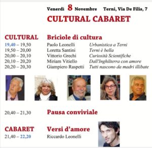Torna il Cultural Cabaret a La Pagina Una serata con l’attore Riccardo Leonelli