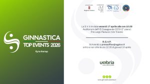 I Top Events 2026 al terzo appuntamento all’Umbria Forum di Terniper il Campionato Nazionale di Serie A1-A2-B di Ginnastica Artistica
